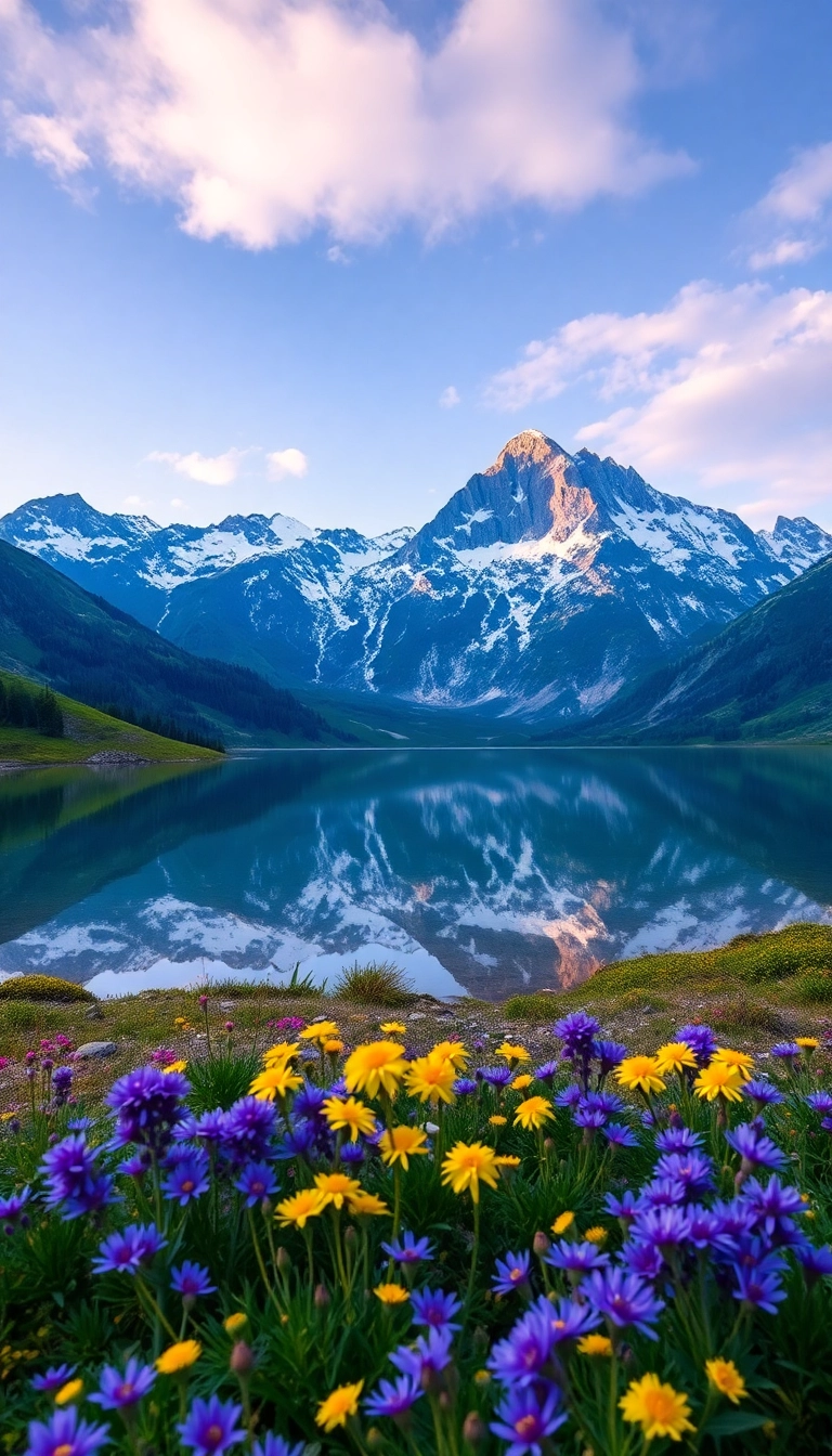 HD iPhone AI Spring Mountain Reflection Professional Wallpaper